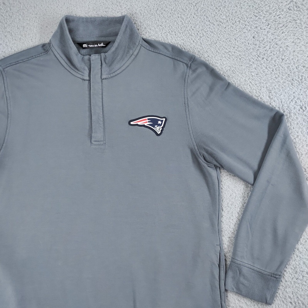 Travis Mathew New England Patriots 1/4 Zip Pullover Mens Small Gray NFL Football